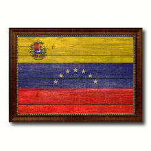 Load image into Gallery viewer, Venezuela Country Flag Texture Canvas Print with Brown Custom Picture Frame Home Decor Gift Ideas Wall Art Decoration