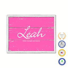 Load image into Gallery viewer, Leah Name Plate White Wash Wood Frame Canvas Print Boutique Cottage Decor Shabby Chic