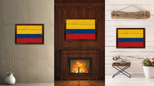 Load image into Gallery viewer, Colombia Country Flag Vintage Canvas Print with Brown Picture Frame Home Decor Gifts Wall Art Decoration Artwork