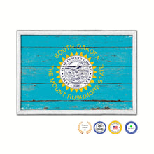 Load image into Gallery viewer, South Dakota State Flag Shabby Chic Gifts Home Decor Wall Art Canvas Print, White Wash Wood Frame