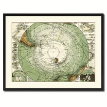 Load image into Gallery viewer, Antarctica South Pole Vintage Antique Map Wall Art Home Decor Gift Ideas Canvas Print Custom Picture Frame
