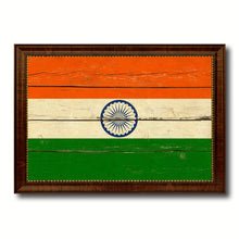Load image into Gallery viewer, India Country Flag Vintage Canvas Print with Brown Picture Frame Home Decor Gifts Wall Art Decoration Artwork