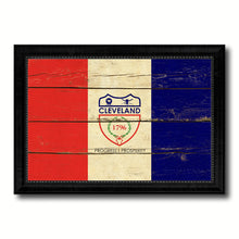 Load image into Gallery viewer, Cleveland City Ohio State Vintage Flag Canvas Print Black Picture Frame