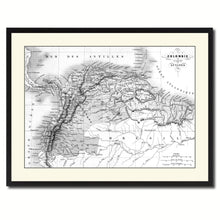 Load image into Gallery viewer, Columbia Venezuela Guianna Vintage B&W Map Canvas Print, Picture Frame Home Decor Wall Art Gift Ideas