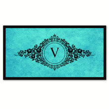 Load image into Gallery viewer, Alphabet Letter V Auqa Canvas Print, Black Custom Frame