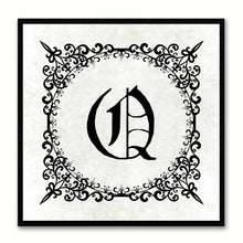 Load image into Gallery viewer, Alphabet Q White Canvas Print Black Frame Kids Bedroom Wall Décor Home Art