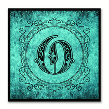 Load image into Gallery viewer, Alphabet O Aqua Canvas Print Black Frame Kids Bedroom Wall Décor Home Art
