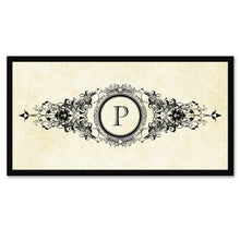 Load image into Gallery viewer, Alphabet Letter P White Canvas Print, Black Custom Frame