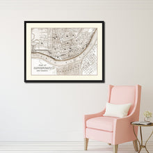 Load image into Gallery viewer, Cincinnati Vintage Sepia Map Canvas Print, Picture Frame Gifts Home Decor Wall Art Decoration