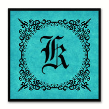Load image into Gallery viewer, Alphabet K Aqua Canvas Print Black Frame Kids Bedroom Wall Décor Home Art
