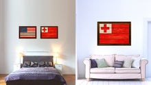 Load image into Gallery viewer, Tonga Country Flag Texture Canvas Print with Brown Custom Picture Frame Home Decor Gift Ideas Wall Art Decoration