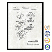Load image into Gallery viewer, 1961 Legos Building Block Old Patent Art Print on Canvas Custom Framed Vintage Home Decor Wall Decoration Great for Gifts