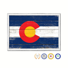 Load image into Gallery viewer, Colorado State Flag Shabby Chic Gifts Home Decor Wall Art Canvas Print, White Wash Wood Frame