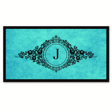 Load image into Gallery viewer, Alphabet Letter J Auqa Canvas Print, Black Custom Frame