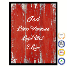 Load image into Gallery viewer, God bless America land that I love Bible Verse Scripture Quote Red Canvas Print with Picture Frame