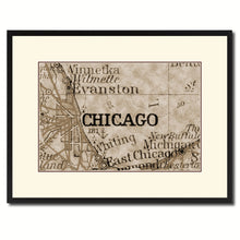 Load image into Gallery viewer, Chicago Illinois Vintage Sepia Map Canvas Print, Picture Frame Gifts Home Decor Wall Art Decoration