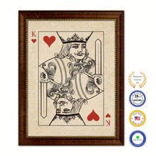 Load image into Gallery viewer, King Heart Poker Decks of Vintage Cards Print on Canvas Brown Custom Framed