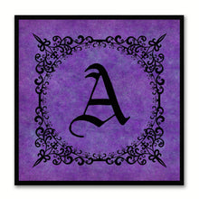 Load image into Gallery viewer, Alphabet A Purple Canvas Print Black Frame Kids Bedroom Wall Décor Home Art