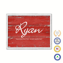 Load image into Gallery viewer, Ryan Name Plate White Wash Wood Frame Canvas Print Boutique Cottage Decor Shabby Chic