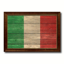 Load image into Gallery viewer, Italy Country Flag Texture Canvas Print with Brown Custom Picture Frame Home Decor Gift Ideas Wall Art Decoration