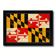 Load image into Gallery viewer, Maryland State Vintage Flag Canvas Print with Black Picture Frame Home Decor Man Cave Wall Art Collectible Decoration Artwork Gifts