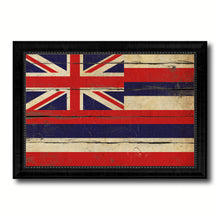 Load image into Gallery viewer, Hawaii State Vintage Flag Canvas Print with Black Picture Frame Home Decor Man Cave Wall Art Collectible Decoration Artwork Gifts