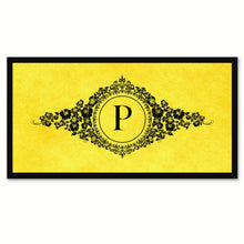 Load image into Gallery viewer, Alphabet Letter P Yellow Canvas Print, Black Custom Frame