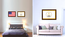 Load image into Gallery viewer, Rhode Island State Flag Canvas Print with Custom Brown Picture Frame Home Decor Wall Art Decoration Gifts