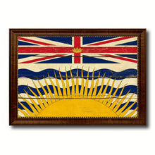 Load image into Gallery viewer, British Columbia Province City Canada Country Vintage Flag Canvas Print Brown Picture Frame