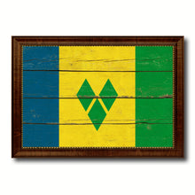 Load image into Gallery viewer, Saint Vincent & the Grenadines Country Flag Vintage Canvas Print with Brown Picture Frame Home Decor Gifts Wall Art Decoration Artwork