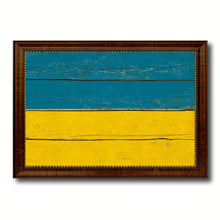 Load image into Gallery viewer, Ukraine Country Flag Vintage Canvas Print with Brown Picture Frame Home Decor Gifts Wall Art Decoration Artwork