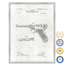 Load image into Gallery viewer, 1904 Luger Gun Old Patent Art Print on Canvas Custom Framed Vintage Home Decor Wall Decoration Great for Gifts