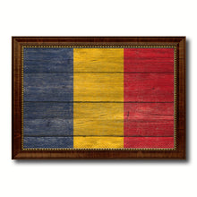 Load image into Gallery viewer, Chad Country Flag Texture Canvas Print with Brown Custom Picture Frame Home Decor Gift Ideas Wall Art Decoration