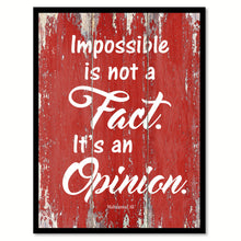 Load image into Gallery viewer, Impossible is not a fact It's an opinion - Muhammad Ali Motivational Quote Saying Canvas Print with Picture Frame Home Decor Wall Art, Red