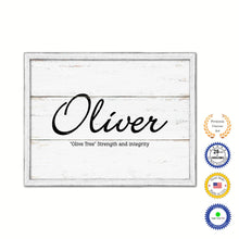 Load image into Gallery viewer, Oliver Name Plate White Wash Wood Frame Canvas Print Boutique Cottage Decor Shabby Chic