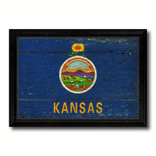 Load image into Gallery viewer, Kansas State Vintage Flag Canvas Print with Black Picture Frame Home Decor Man Cave Wall Art Collectible Decoration Artwork Gifts