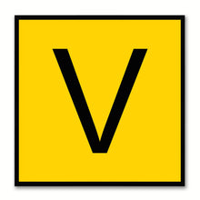 Load image into Gallery viewer, Alphabet V Yellow Canvas Print Black Frame Kids Bedroom Wall Décor Home Art