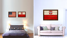 Load image into Gallery viewer, Poland Country Flag Texture Canvas Print with Brown Custom Picture Frame Home Decor Gift Ideas Wall Art Decoration