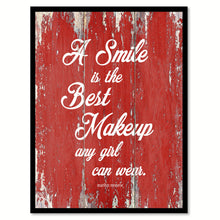 Load image into Gallery viewer, A smile is the best makeup any girl can wear - Marilyn Monroe Inspirational Quote Saying Canvas Print with Picture Frame Home Decor Wall Art, Red