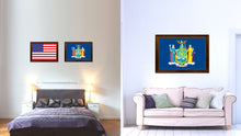 Load image into Gallery viewer, New York State Flag Canvas Print with Custom Brown Picture Frame Home Decor Wall Art Decoration Gifts
