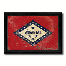 Load image into Gallery viewer, Arkansas State Vintage Flag Canvas Print with Black Picture Frame Home Decor Man Cave Wall Art Collectible Decoration Artwork Gifts