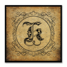 Load image into Gallery viewer, Alphabet K Brown Canvas Print Black Frame Kids Bedroom Wall Décor Home Art