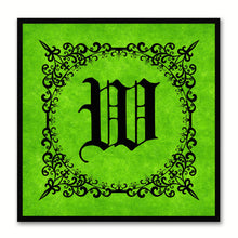 Load image into Gallery viewer, Alphabet W Green Canvas Print Black Frame Kids Bedroom Wall Décor Home Art
