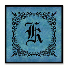 Load image into Gallery viewer, Alphabet K Blue Canvas Print Black Frame Kids Bedroom Wall Décor Home Art