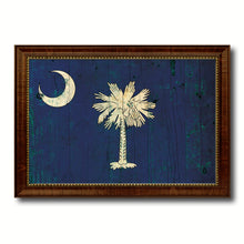 Load image into Gallery viewer, South Carolina State Vintage Flag Canvas Print with Brown Picture Frame Home Decor Man Cave Wall Art Collectible Decoration Artwork Gifts
