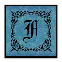 Load image into Gallery viewer, Alphabet F Blue Canvas Print Black Frame Kids Bedroom Wall Décor Home Art