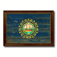 Load image into Gallery viewer, New Hampshire State Vintage Flag Canvas Print with Brown Picture Frame Home Decor Man Cave Wall Art Collectible Decoration Artwork Gifts