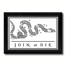 Load image into Gallery viewer, US Join or Die Snake Colonial Revolutionary War Military Flag Canvas Print Black Picture Frame Gifts Home Decor Wall Art