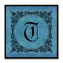 Load image into Gallery viewer, Alphabet T Blue Canvas Print Black Frame Kids Bedroom Wall Décor Home Art