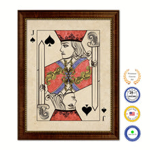 Load image into Gallery viewer, One Eye Jack Spades Poker Decks of Vintage Cards Print on Canvas Brown Custom Framed
